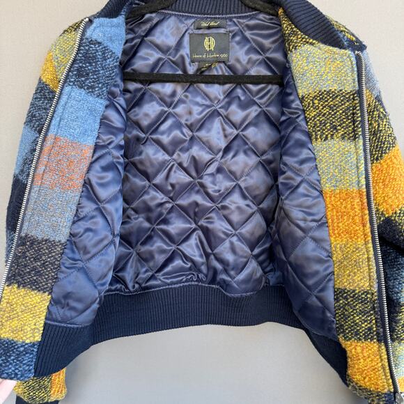 House of Harlow plaid bomber jacket - wool blend - blue - yellow - coat  size XS - Picture 2 of 7